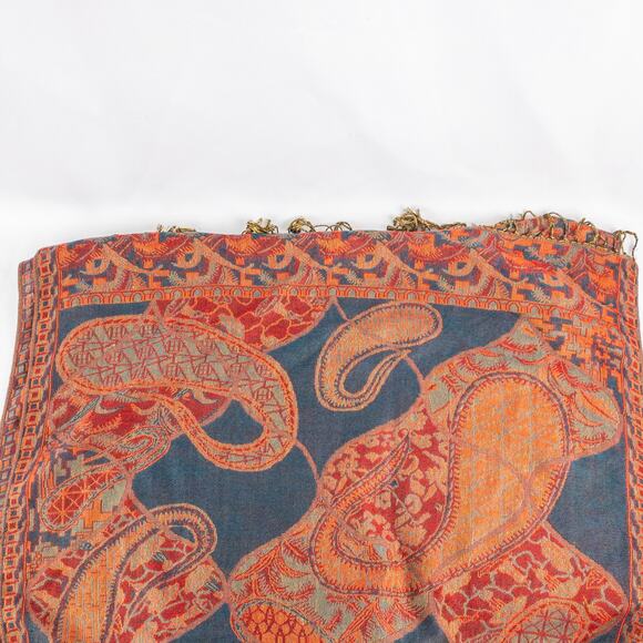 Pashmina Multicolor Red Green Blue Paisley Scarf Womens One Size - Picture 9 of 16